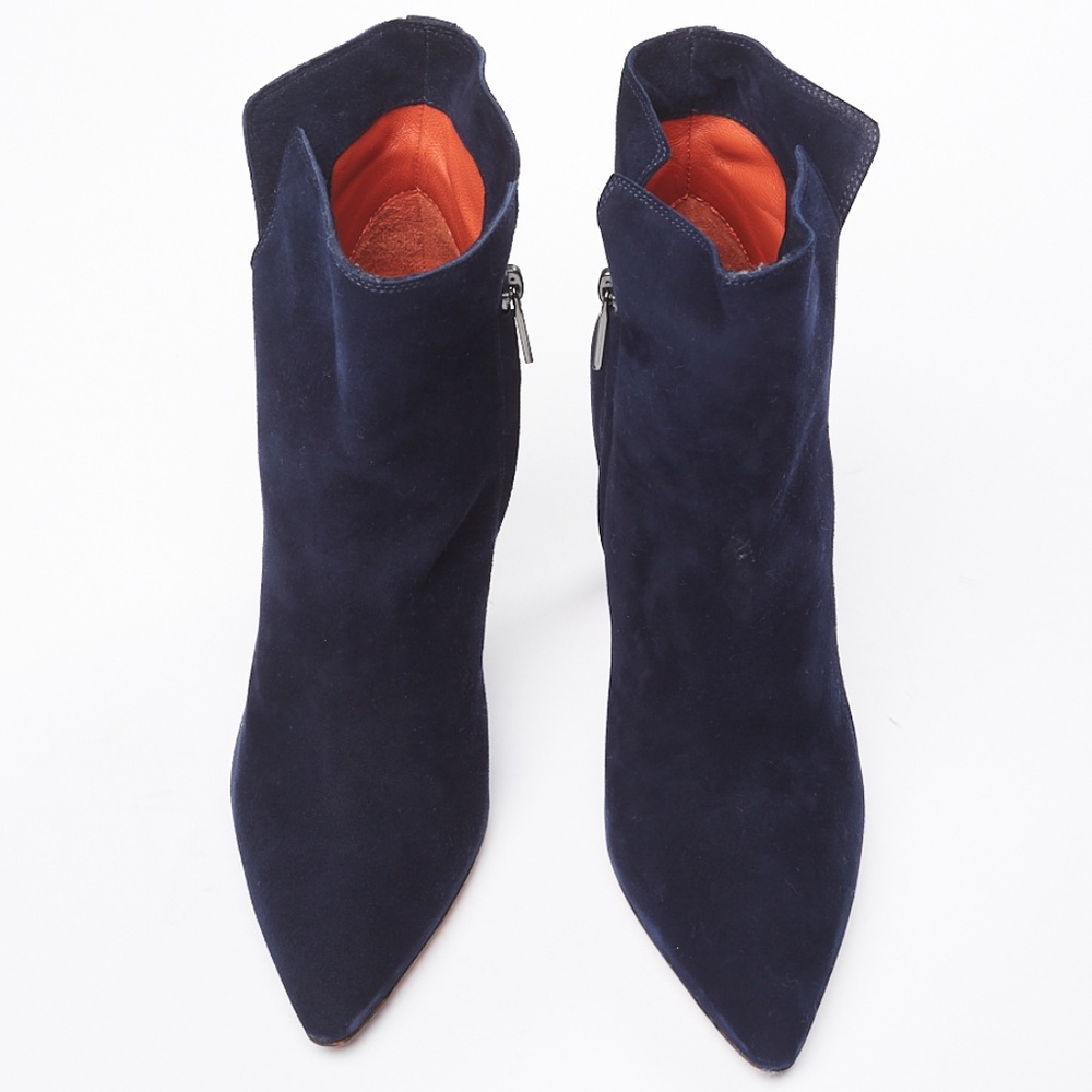 ❌ NWT Santoni Navy Blue Suede High Heel Boots - Picture 2 of 9